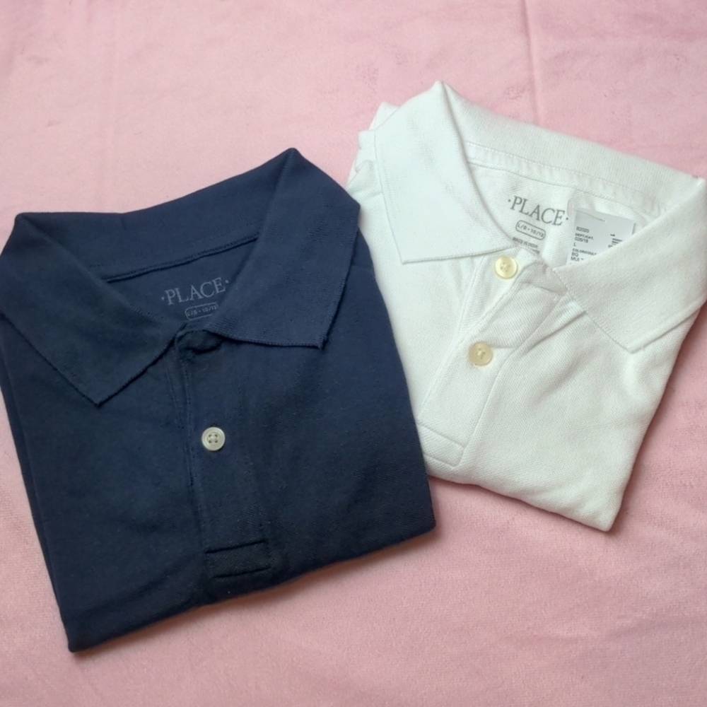 The Children's Place 2 Pack Blue and White Short Sleeve Polo Shirts size Large
